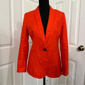 J. Crew Parke Blazer Brilliant Sunset Orange Linen